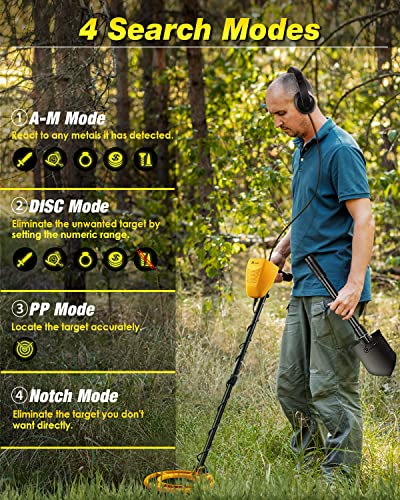 RM RICOMAX Metal Detectors for Adults - Professional Gold Detector for Treasure Hunt, IP68 Waterproof 10" Search Coil, Higher Accuracy with Stong Modes, Adjustable LCD Display with Headphones