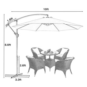 Sunnyglade 10Ft Outdoor Adjustable Offset Cantilever Hanging Patio Umbrella