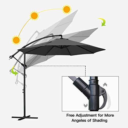 Sunnyglade 10Ft Outdoor Adjustable Offset Cantilever Hanging Patio Umbrella