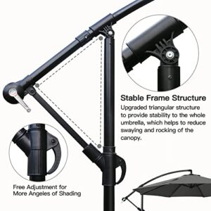 Sunnyglade 10Ft Outdoor Adjustable Offset Cantilever Hanging Patio Umbrella