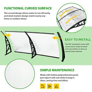 40 inch x 80 inch Window Awning Door Canopy Polycarbonate Cover Outdoor Front Door Patio Sun Shetter