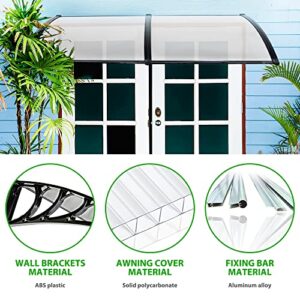 40 inch x 80 inch Window Awning Door Canopy Polycarbonate Cover Outdoor Front Door Patio Sun Shetter