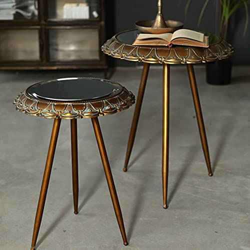 YDXNY Side Table Living Room Leisure Small Table Small Tea Table Round Iron Metal Lace Table (Size : 40x40x62cm)