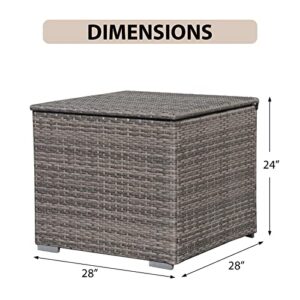 Super Patio Outdoor Patio Storage Box Waterproof, Wicker Storage Bin Deck Box for Cushions, Garden Tools, Pool Toys, 88 Gallon, Gray