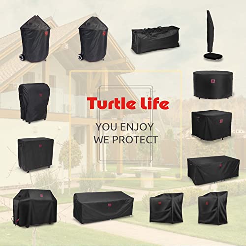 Turtle Life Patio Furniture Set Cover, Square Durable Water Resistant Outdoor UV Resistant Anti-Fading Dining Table Chairs Cover with Metal Support and Upgrade Air Vent, Black, 96" L x 96" W x 29" H