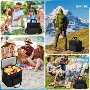 Cooler Bag 60-Can Soft Sided Coolers, Double Deck Insulated Camping Cooler, Leakproof Lunch Cooler, Collapsible Cooler Bag, Portable Large Lunch Bag for Beach, Travel, Camping, Picnic-Black