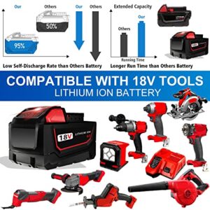 JIALIPOK High Capacity 6.0Ah Replacement for Milwaukee 18V Battery M18 M18B 48-11-1820 48-11-1850 48-11-1828 48-11-10 Lithium-Ion Battery Cordless Power Tools