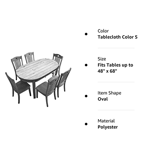 Grey Wood Grain Fitted Tablecloth Oval, 48" X 68" Polyester Elastic Edge Table Cover, Windproof and Wrinkle-Proof Table Cloths Indoor Restaurant Outdoor Terrace Dining Table Decoration Table Cover