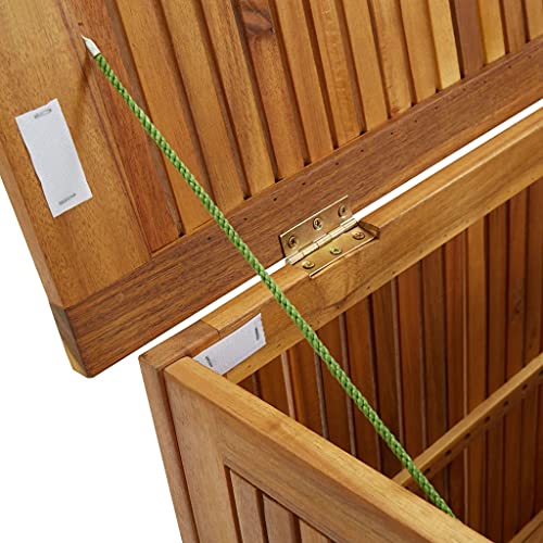 vidaXL Solid Acacia Wood Patio Storage Box Wooden Garden Outdoor Hallway Entryway Storage Blanket Pillow Box Furniture 23.6"x19.7"x22.8"