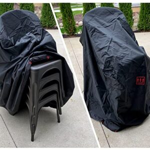 Turtle Life Stackable Patio Chair Covers Waterproof Outdoor Furniture Covers with 1 Upgrade Air Vent and 1 Buckle, Black, 30" W x 36" D x 45" H