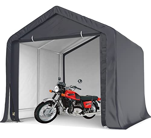 Quictent 8x8 ft Outdoor Storage Shed Portable Garage Shelter Storage Shelter Outdoor Shed for Patio Furniture, Lawn Mower, and Bike Storage-Dark Gray