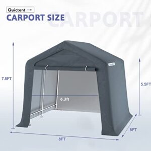 Quictent 8x8 ft Outdoor Storage Shed Portable Garage Shelter Storage Shelter Outdoor Shed for Patio Furniture, Lawn Mower, and Bike Storage-Dark Gray