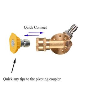 Tool Daily Pivoting Coupler for Pressure Washer Tips, Gutter Cleaner Attachment, 1/4 Inch Quick Disconnect, 240 Degree, 4500 PSI