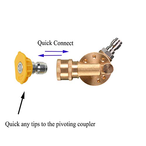 Tool Daily Pivoting Coupler for Pressure Washer Tips, Gutter Cleaner Attachment, 1/4 Inch Quick Disconnect, 240 Degree, 4500 PSI