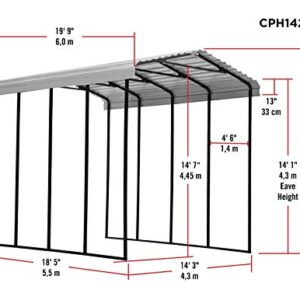 Arrow 14' x 20' x 14' 29-Gauge Metal RV Carport and Multi-Use Shelter for Large Vehicles- Eggshell