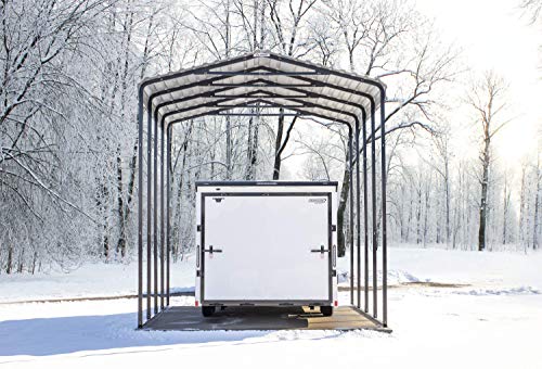 Arrow 14' x 20' x 14' 29-Gauge Metal RV Carport and Multi-Use Shelter for Large Vehicles- Eggshell