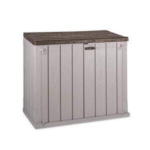 Toomax Stora Way All-Weather Outdoor Horizontal 4.25' x 2.5' Storage Shed Cabinet for Trash Cans, Garden Tools, and Yard Equipment, Taupe Gray/Brown