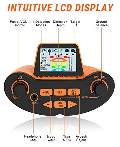 SUNPOW Metal Detector for Adults Professional Waterproof-Adjustable High Accuracy Beach Metal Detector with Ground Balance,All Metal & DISC & Notch & Pinpoint 4 Modes, 10" IP68 Coil, Advanced DSP Chip