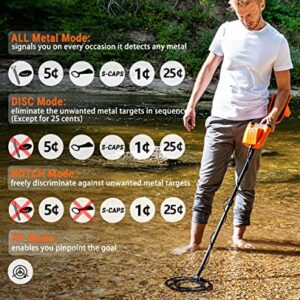 SUNPOW Metal Detector for Adults Professional Waterproof-Adjustable High Accuracy Beach Metal Detector with Ground Balance,All Metal & DISC & Notch & Pinpoint 4 Modes, 10" IP68 Coil, Advanced DSP Chip