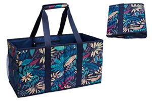 yelaiyehao extra large utility tote bag – oversized collapsible pool beach canvas basket (1-open, blueleaf)