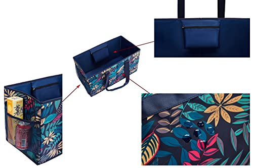 YELAIYEHAO Extra Large Utility Tote Bag - Oversized Collapsible Pool Beach Canvas Basket (1-open, BlueLeaf)