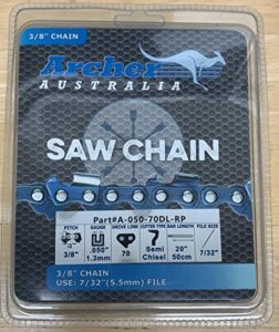 20″ chainsaw ripping saw chain 3/8″ pitch.050 gauge with 70 drive links, compatible with echo cs590 and poulan pro pp5020av replaces part# 72rd070g