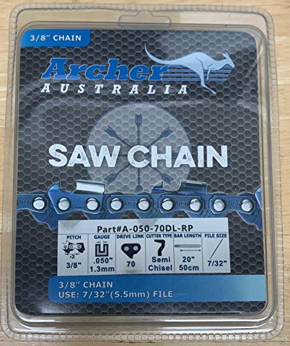 20" Chainsaw Ripping Saw Chain 3/8" pitch.050 gauge with 70 drive links, Compatible with Echo CS590 and POULAN PRO PP5020AV replaces part# 72RD070G