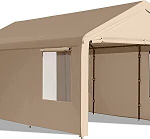 12 x 20 Carport Canopy Tent | Roll up Ventilated Windows | Outdoor 3-Sided Walls | Multi-Purpose Shade & Shelter | Heavy Duty Tent for Weddings Car Parking Party