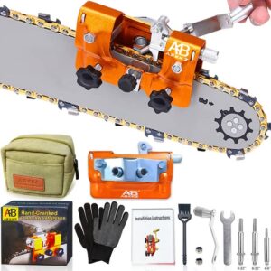 latest version chainsaw sharpening jig, chain saw sharpener tool with 3pcs hard tungsten sharpening burr, universal chain saw chain sharpening jig kit for 4″-22″ kinds of chain saws and electric saws
