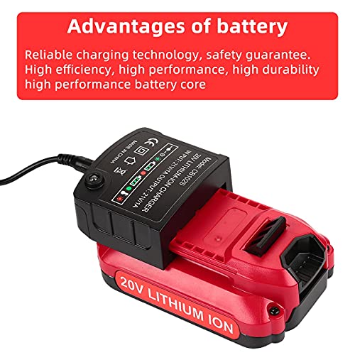 AYTXTG 2Pack 3.0Ah 20V Lithium Battery Replacement Craftsman 20V Battery CMCB202 CMCB202-2 CMCB204 CMCB204-2 Craftsman V20 Battery + CMCB104 V20 Battery Portable Charger