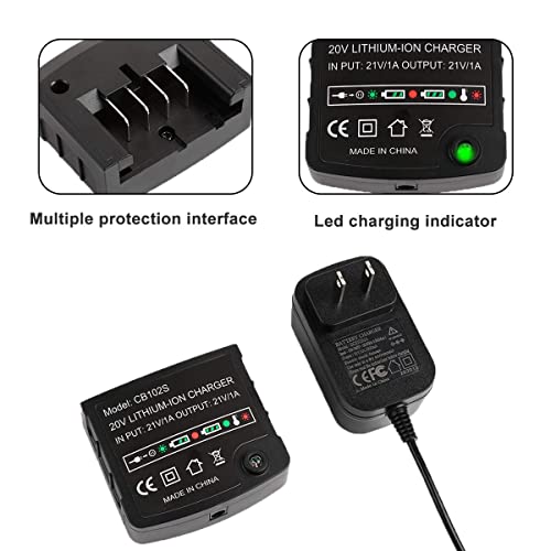 AYTXTG 2Pack 3.0Ah 20V Lithium Battery Replacement Craftsman 20V Battery CMCB202 CMCB202-2 CMCB204 CMCB204-2 Craftsman V20 Battery + CMCB104 V20 Battery Portable Charger