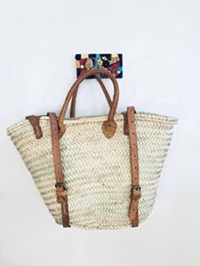 palm leaf taza backpack , straw bag made, shopping and picnic baskets, traditional moroccan bag, leather made bags, handcrafted bag, beach bag. (brown)