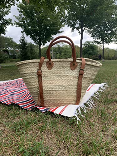 Palm Leaf Taza Backpack , Straw Bag Made, Shopping and Picnic Baskets, Traditional Moroccan Bag, Leather Made Bags, Handcrafted Bag, Beach Bag. (Brown)