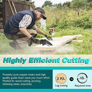 Mini Chainsaw Cordless Upgrade with 3 Chain 24V Strong Power 2 Batteries and Charger, OneLeaf Portable Handheld Battery Chainsaw, Small One-Handed for Gardening Pruning, Tree Trimming