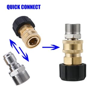 JOEJET Pressure Washer Adapter Set, M22 to 3/8'' Quick Connect for Pressure Washer Hose, M22 14mm to M22 Metric Fitting, 5000 PSI