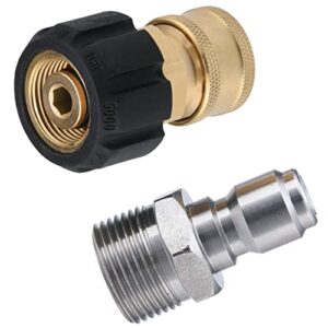 JOEJET Pressure Washer Adapter Set, M22 to 3/8'' Quick Connect for Pressure Washer Hose, M22 14mm to M22 Metric Fitting, 5000 PSI