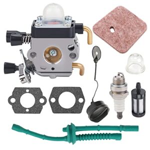 butom fs45 hs45 carburetor for stihl fs55r fs38 fs46 fs55 km55r hl45 fs45l fs45c fs46c fs55c fs55rc string trimmer weed eater c1q-s71 c1q-s186 4140-120-0619 with filter cap fuel filter kit