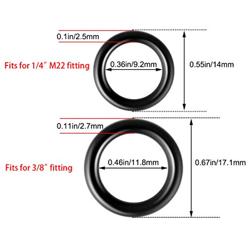 PAGOW 50 Pack O-Rings Power Pressure Washer Replacement for 1/4 inch, 3/8 inch, M22 Quick Connect Coupler (25pcs for 1/4" + 25pcs for 3/8")