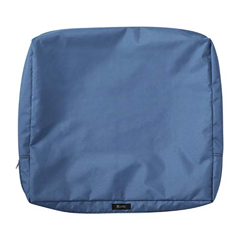 Classic Accessories Ravenna Water-Resistant 21 x 20 x 4 Inch Outdoor Back Cushion Slip Cover, Patio Furniture Cushion Cover, Empire Blue, Patio Furniture Cushion Covers