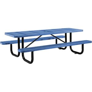global industrial 8′ rectangular picnic table, perforated, blue (96″ long)
