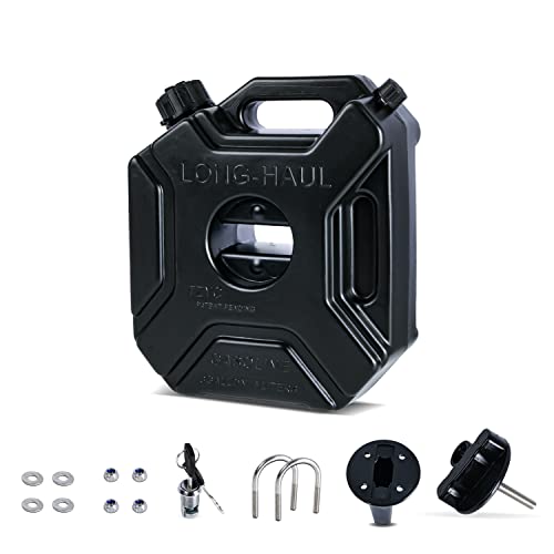 5L Emergency Backup Gas Can 1.3 Gallon Petrol Diesel Storage Gas Tank Fuel Container with lock & key Black Compatible With Motorcycle SUV ATV Most Cars Yacht