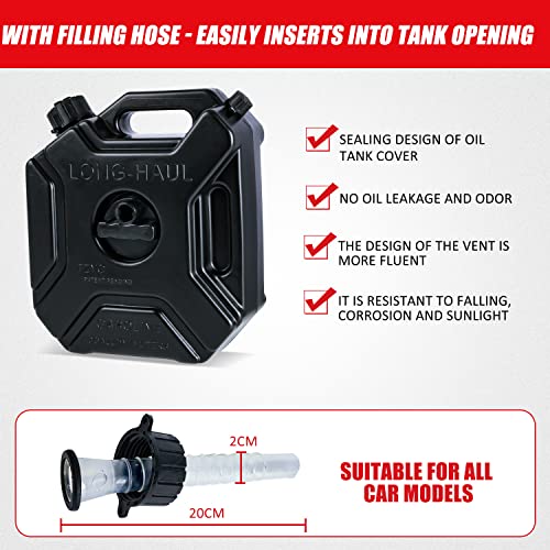 5L Emergency Backup Gas Can 1.3 Gallon Petrol Diesel Storage Gas Tank Fuel Container with lock & key Black Compatible With Motorcycle SUV ATV Most Cars Yacht