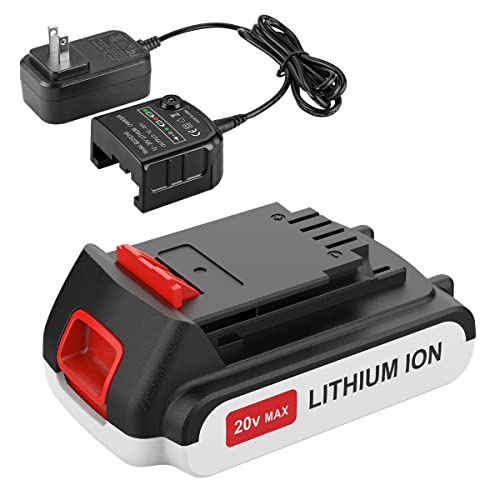 ANTRobut 3.0Ah Replacement for Black and Decker 20V Lithium Battery LBXR20 LB20 LBX20 LBXR2020-OPE LBX4020 with 20V Black and Decker Battery Charger LCS1620