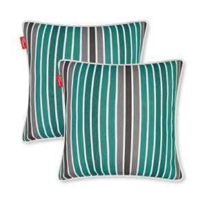 pcinfuns set of 2 patio indoor/outdoor all weather decorative throw pillow cover cushion case for replacement 18″ x 18″ (green and grey)