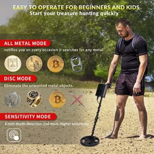 Metal Detector for Adults Professional, Waterproof 8'' Coil High Accuracy Gold Metal Detector with LCD Display, Advanced DSP Chip, DISC&All Metal Mode, for Beach Detecting, Treasure Hunting