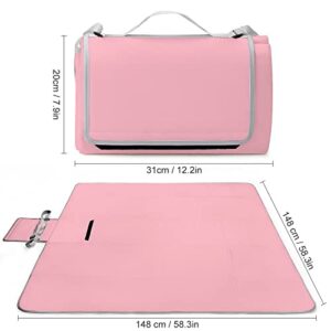 Customized Personalized Large Picnic Blanket Waterproof, Custom Beach Handy Mat Portable, Customizable Photo Text Camping Mat for Outdoor, Beach, Camping LightPink 58.3 x 58.3 inch