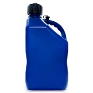 VP Racing Fuels Motorsport 5 Gallon Square Plastic Utility Jug Blue. Features Close-Trimmed Cap and Neck for Tight Seal. Made of Even-Density Plastic.