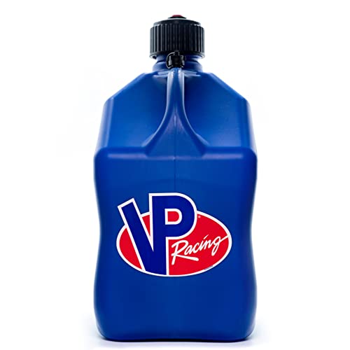 VP Racing Fuels Motorsport 5 Gallon Square Plastic Utility Jug Blue. Features Close-Trimmed Cap and Neck for Tight Seal. Made of Even-Density Plastic.