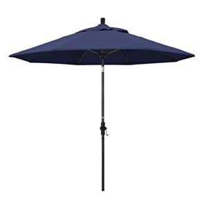 california umbrella gscuf908705-f09 9′ round aluminum pole fiberglass rib market patio umbrella, black, navy blue