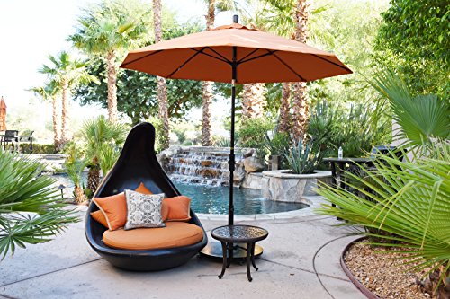 California Umbrella GSCUF908705-F09 9' Round Aluminum Pole Fiberglass Rib Market Patio Umbrella, Black, Navy Blue